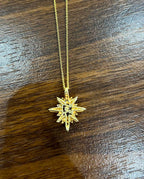 Purple Violet Amethyst Starburst Compass Diamonds Yellow Gold Pendant Necklace