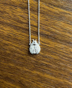 Ladybug Lady Bug Symbol Diamond Halo Set 18K White Gold Chain Pendant Necklace