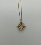 Purple Violet Amethyst Starburst Compass Diamonds Yellow Gold Pendant Necklace