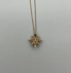 Purple Violet Amethyst Starburst Compass Diamonds Yellow Gold Pendant Necklace