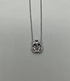 Ladybug Lady Bug Symbol Diamond Halo Set 18K White Gold Chain Pendant Necklace
