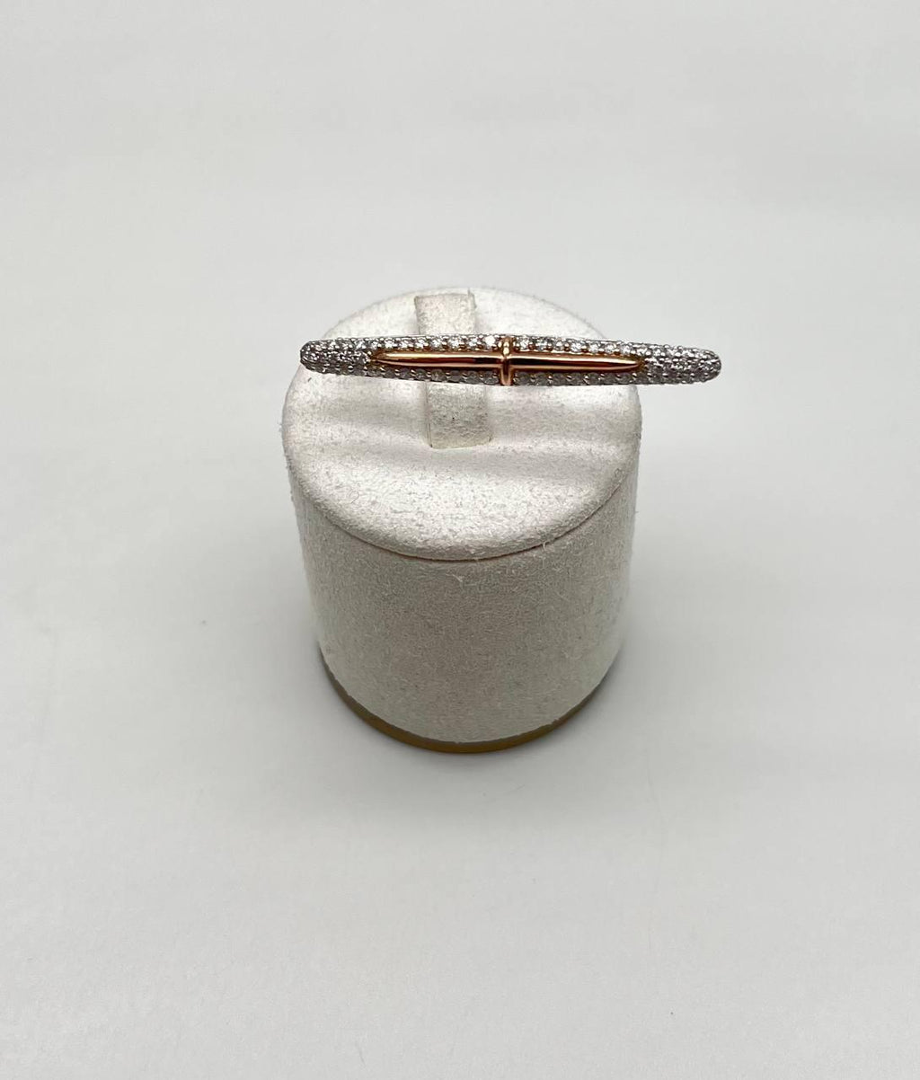 Diamond Pave Double Finger Knuckle 14K Rose White Gold Statement Ring