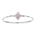 Diamond & Ruby Art Deco Inspired Fancy Halo Motif 14K White Gold Bangle Bracelet