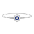 1.74 ctw Art Deco Blue Sapphire & Diamond 14K White Gold Openwork Bangle