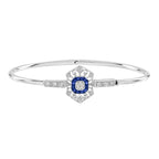 1.74 ctw Art Deco Blue Sapphire & Diamond 14K White Gold Openwork Bangle
