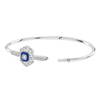 1.74 ctw Art Deco Blue Sapphire & Diamond 14K White Gold Openwork Bangle