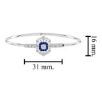 1.74 ctw Art Deco Blue Sapphire & Diamond 14K White Gold Openwork Bangle