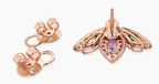 Pink Sapphire & White Diamond Pave Bee 18K Rose Gold Animal Stud Earrings