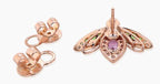 Pink Sapphire & White Diamond Pave Bee 18K Rose Gold Animal Stud Earrings