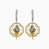 Multicolor Sapphire & Green Garnet & Diamond Parrot Bird 18K Two Tone Earrings