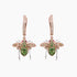 Green Garnet & White Diamond Pave Bee 18K Rose Gold Statement Animal Earrings