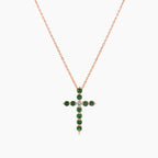 Green Garnet & Fancy Diamond 18K Rose Gold Pendant Necklace