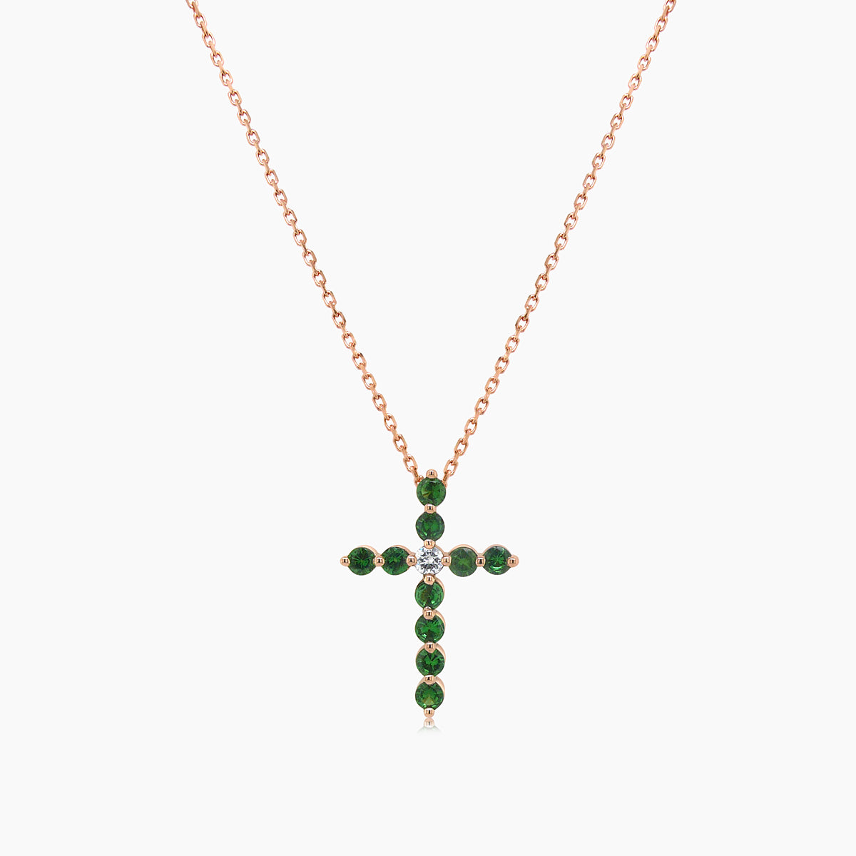 Green Garnet & Fancy Diamond 18K Rose Gold Pendant Necklace