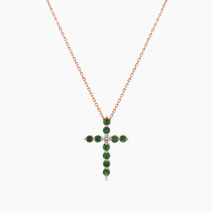 Green Garnet & Fancy Diamond 18K Rose Gold Pendant Necklace