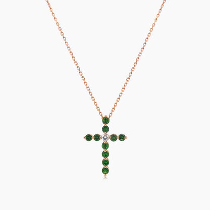 Green Garnet & Fancy Diamond 18K Rose Gold Pendant Necklace