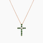 Green Garnet & Fancy Diamond 18K Rose Gold Pendant Necklace