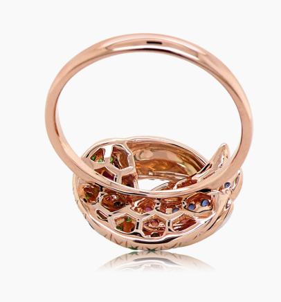 Multicolor Sapphire &amp; Gemstone &amp; Diamond Toucan Parrot Bird 18K Rose Gold Ring