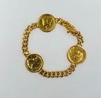 Genuine Vintage American USA Dollar Coin Curb Link Yellow Gold Vermeil Sterling 