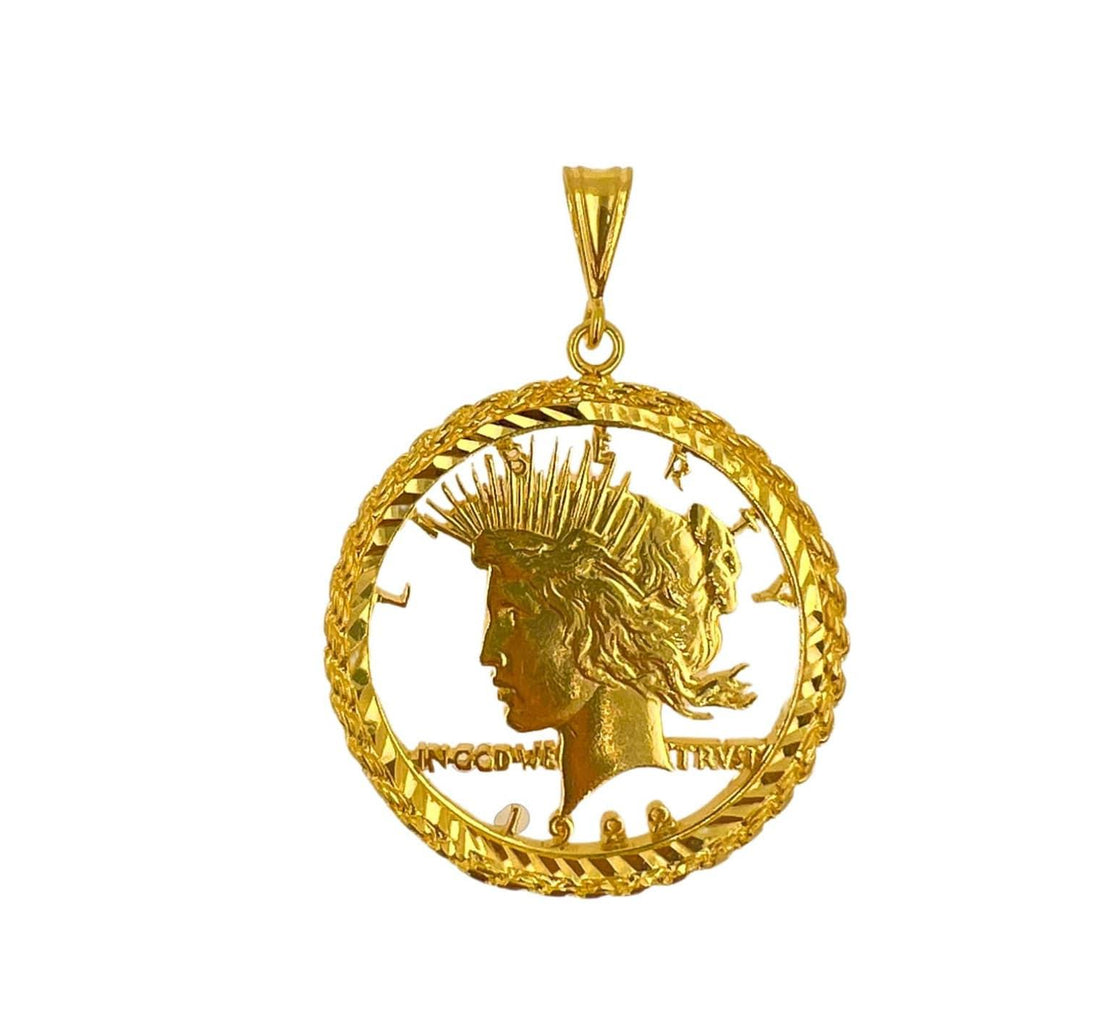 Genuine Vintage American USA Dollar Coin Lady Liberty Yellow Gold Vermeil Sterli