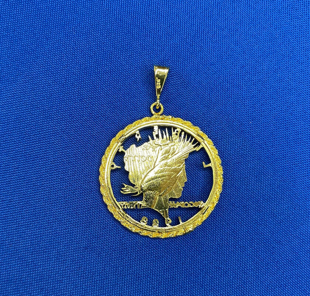 Genuine Vintage American USA Dollar Coin Lady Liberty Yellow Gold Vermeil Sterli