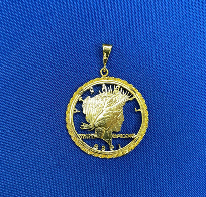 Genuine Vintage American USA Dollar Coin Lady Liberty Yellow Gold Vermeil Sterli