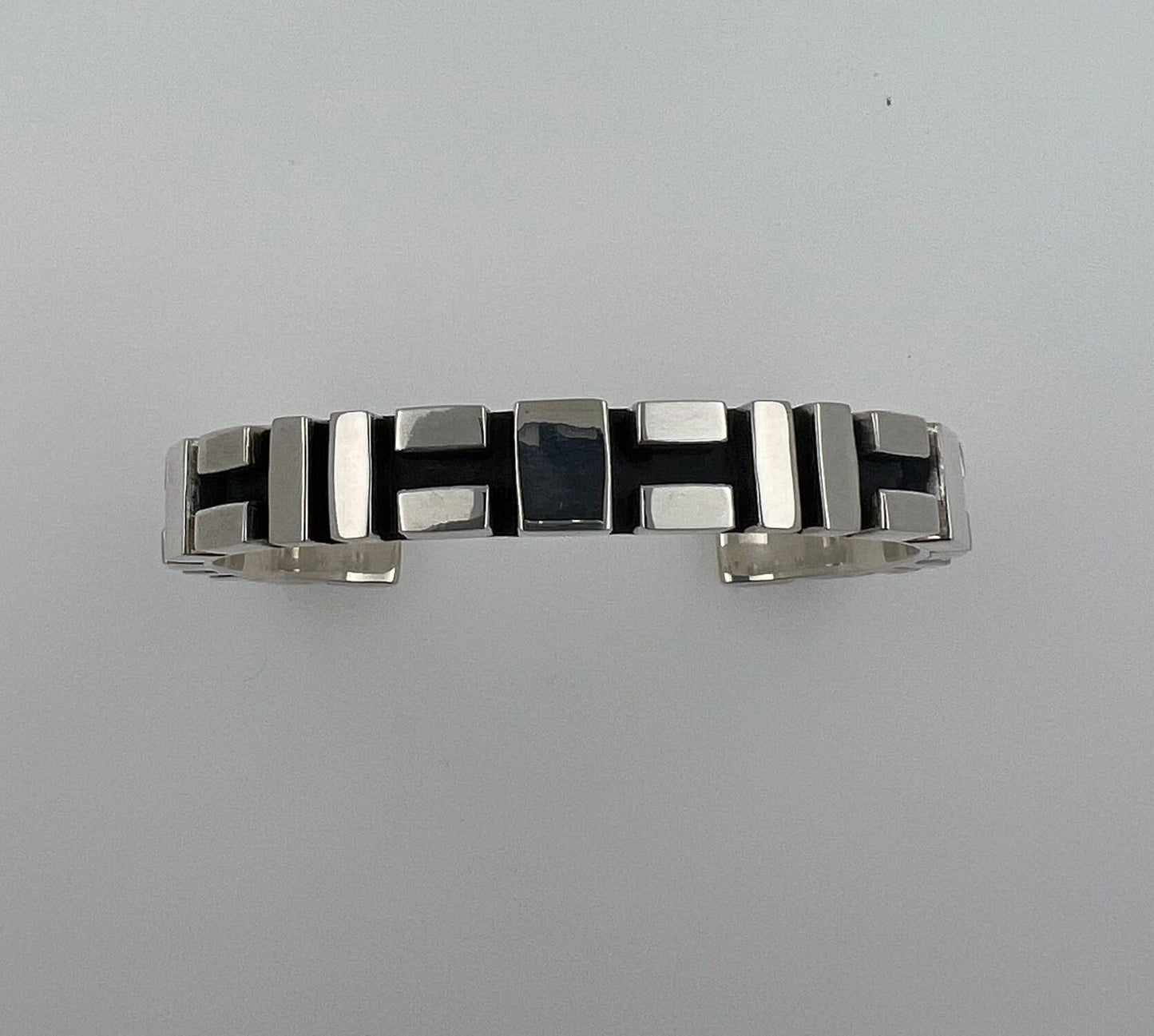 geometric simple modern statement 925 sterling silver wide cuff bangle bracelet