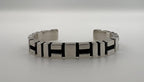 Geometric Simple Modern Statement 925 Sterling Silver Wide Cuff Bangle Bracelet