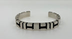 Geometric Simple Modern Statement 925 Sterling Silver Wide Cuff Bangle Bracelet