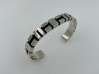 Geometric Simple Modern Statement 925 Sterling Silver Wide Cuff Bangle Bracelet