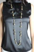 Golden Celestial Planets Spheres Globes Diamonds 18k Yellow Gold Long Necklace