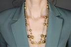 Golden Celestial Planets Spheres Globes Diamonds 18k Yellow Gold Long Necklace