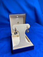 Green Amethyst Prasiolite Diamond Halo Rose Gold Huggie Drop Unique Earrings