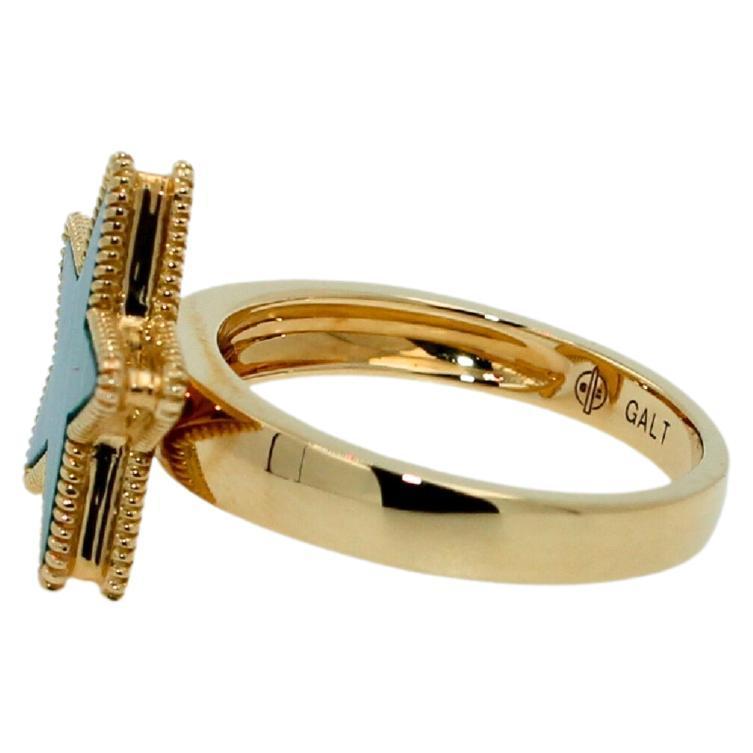 Green Malachite Star Galaxy Celestial Constellation Zodiac 18k Yellow Gold Ring