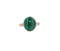 Green Oval Shape Malachite Statement Cocktail Promise Unique 14 Karat Rose Gold 