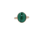 Green Oval Shape Malachite Statement Cocktail Promise Unique 14 Karat Rose Gold 