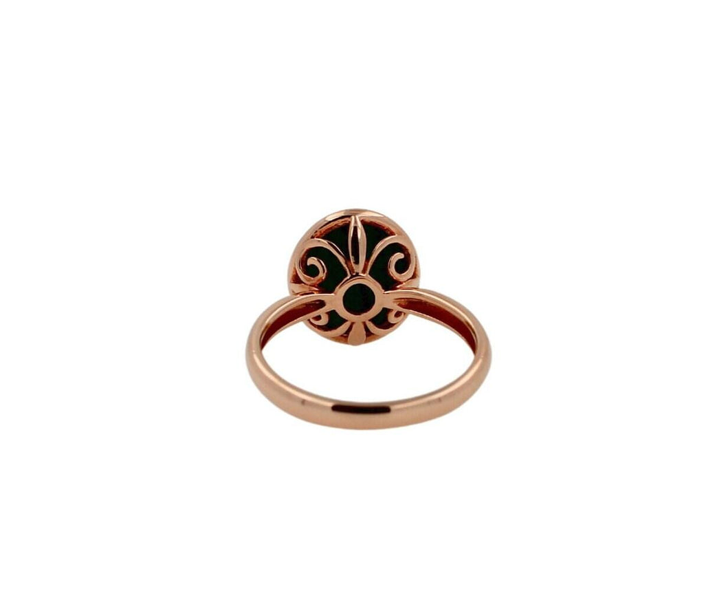 Green Oval Shape Malachite Statement Cocktail Promise Unique 14 Karat Rose Gold 