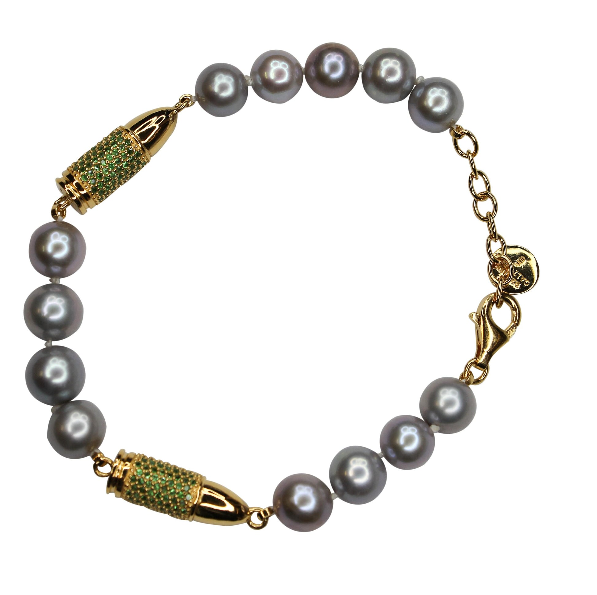 Green Tsavorite Pave Set Gemstone Gold Rocket Bullet Grey Silver Pearl Sterling 