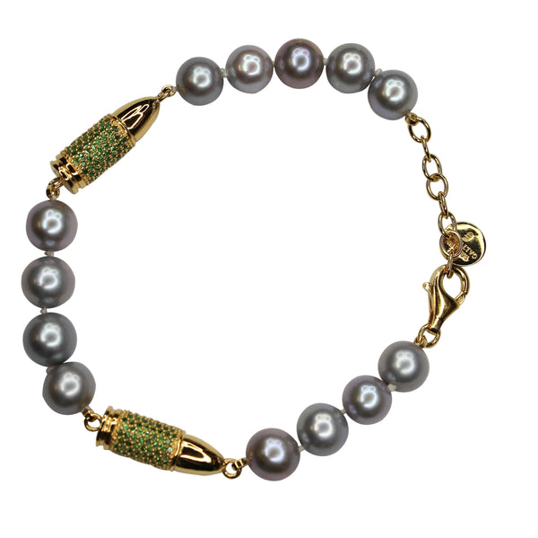 Green Tsavorite Pave Set Gemstone Gold Rocket Bullet Grey Silver Pearl Sterling