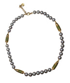 Green Tsavorite Pave Set Gold Rocket Bullet Grey Pearl 18K Gold Vermeil Sterling
