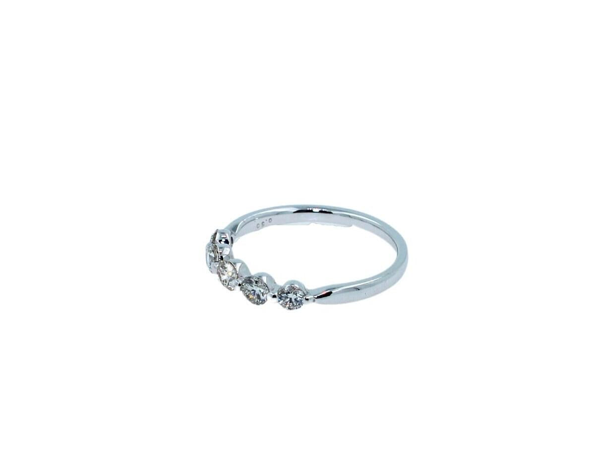Half Carats Round Shape Brilliant Cut Diamond Half Bezel Prong Set Thin Eternity