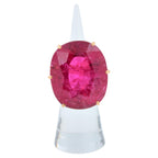 Huge Unique 110 Carats Red Pink Maroon Rubellite 18k Rose Gold Diamond Ring