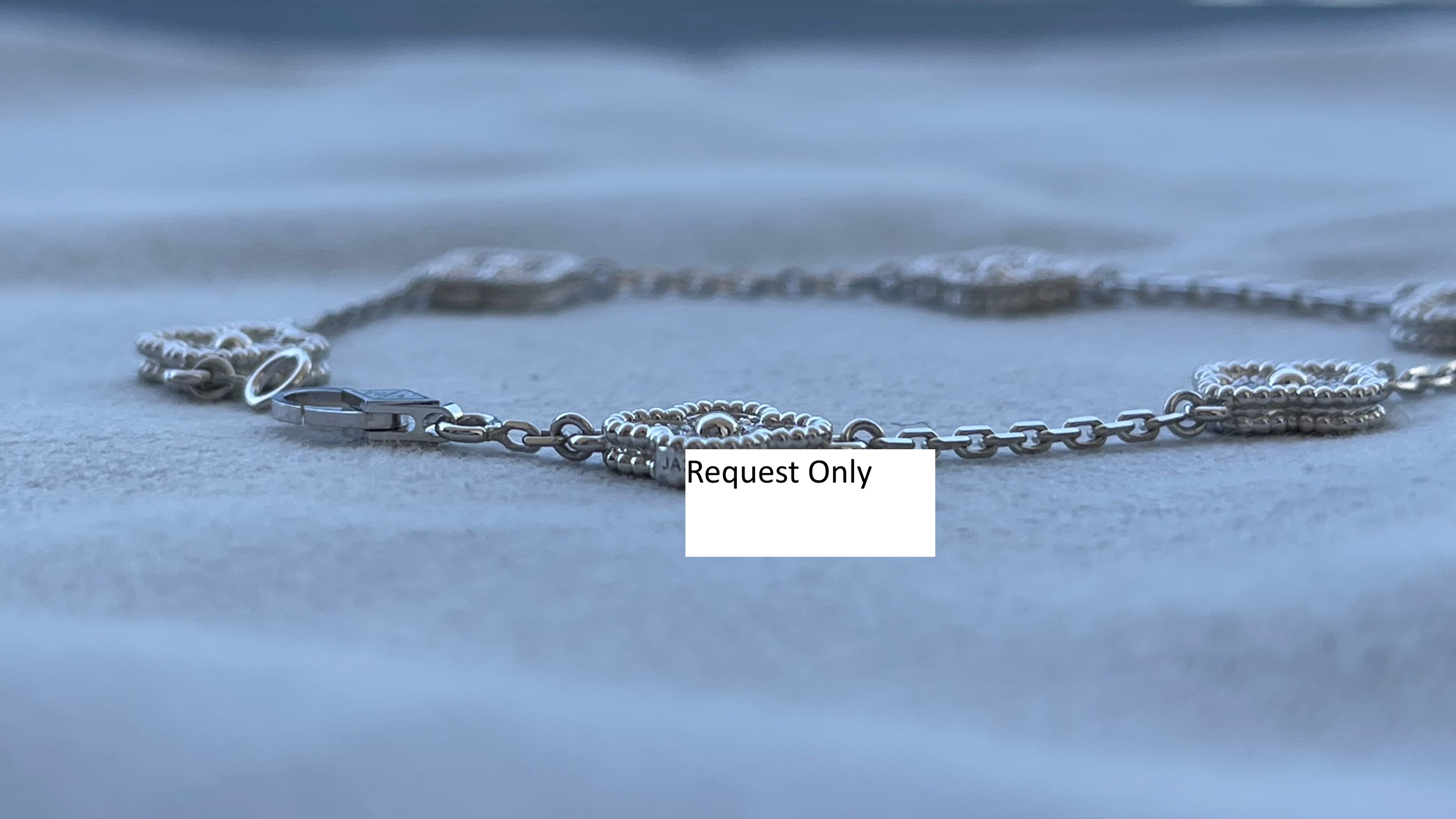 Van Cleef &amp; Arpels Sweet Alhambra Diamond Pave 6 Motifs 18K White Gold Bracelet