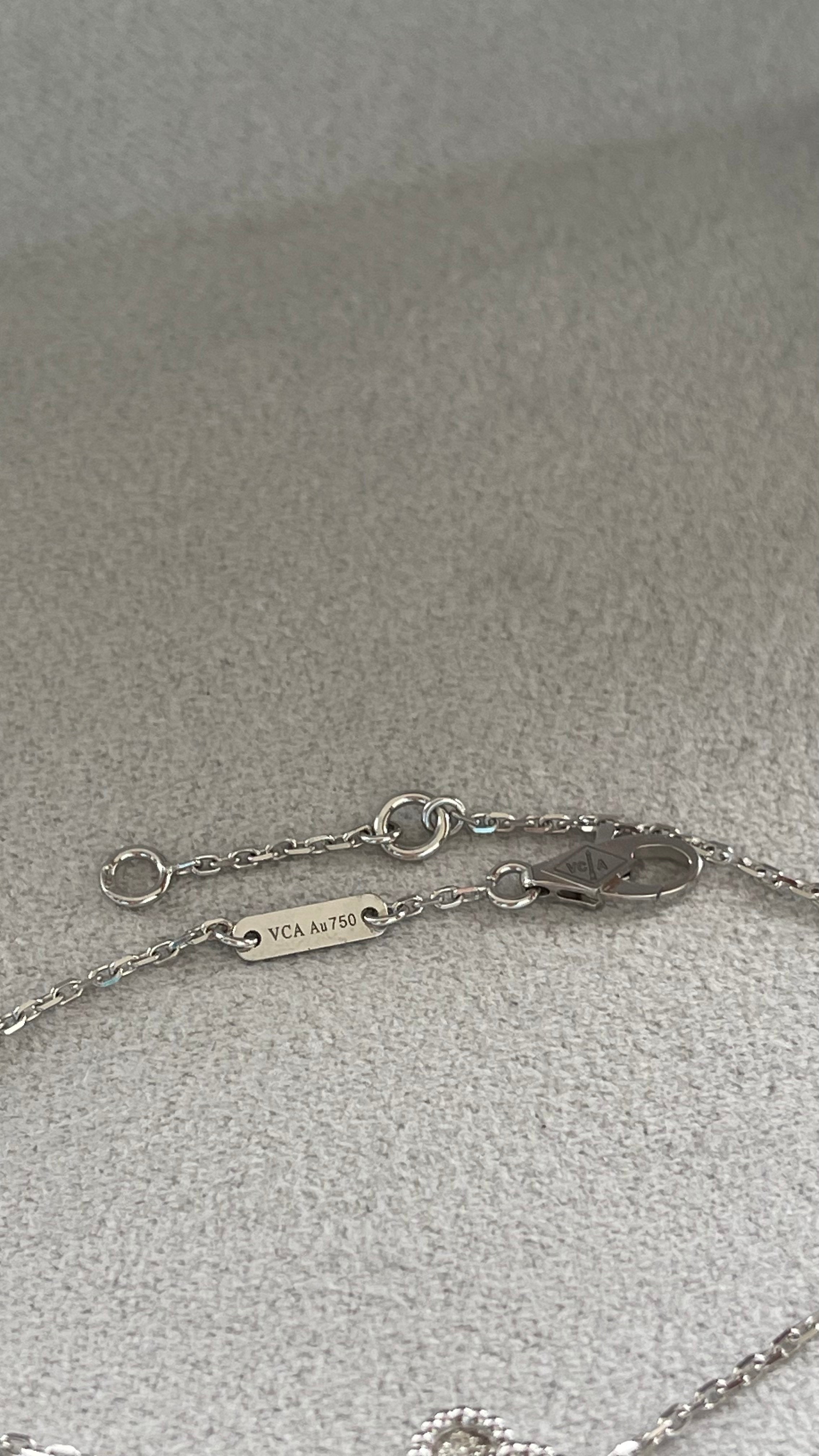 Van Cleef &amp; Arpels Sweet Alhambra Diamond Pave 1 Motif 18K White Gold Bracelet