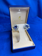 Rare Blue Tanzanite Fancy Pear Shape Marquise Diamonds 18K White Gold Earrings