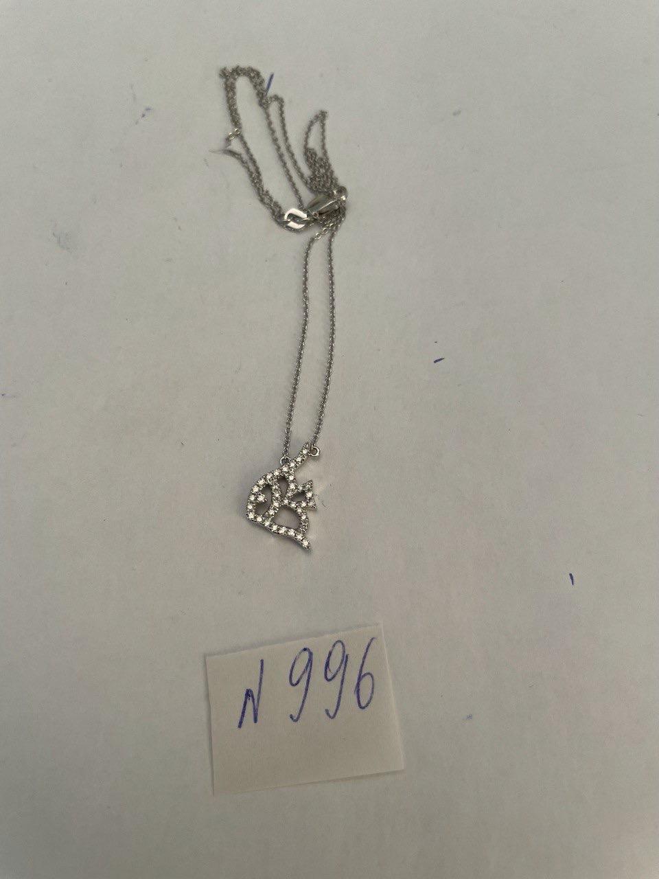 Fish Symbol Diamond Halo Set 18K White Gold Chain Pendant Necklace