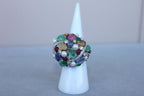 Multi Colors Sapphires Emeralds Ruby Diamond Scavia Unique 18K White Gold Ring
