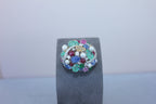 Multi Colors Sapphires Emeralds Ruby Diamond Scavia Unique 18K White Gold Ring