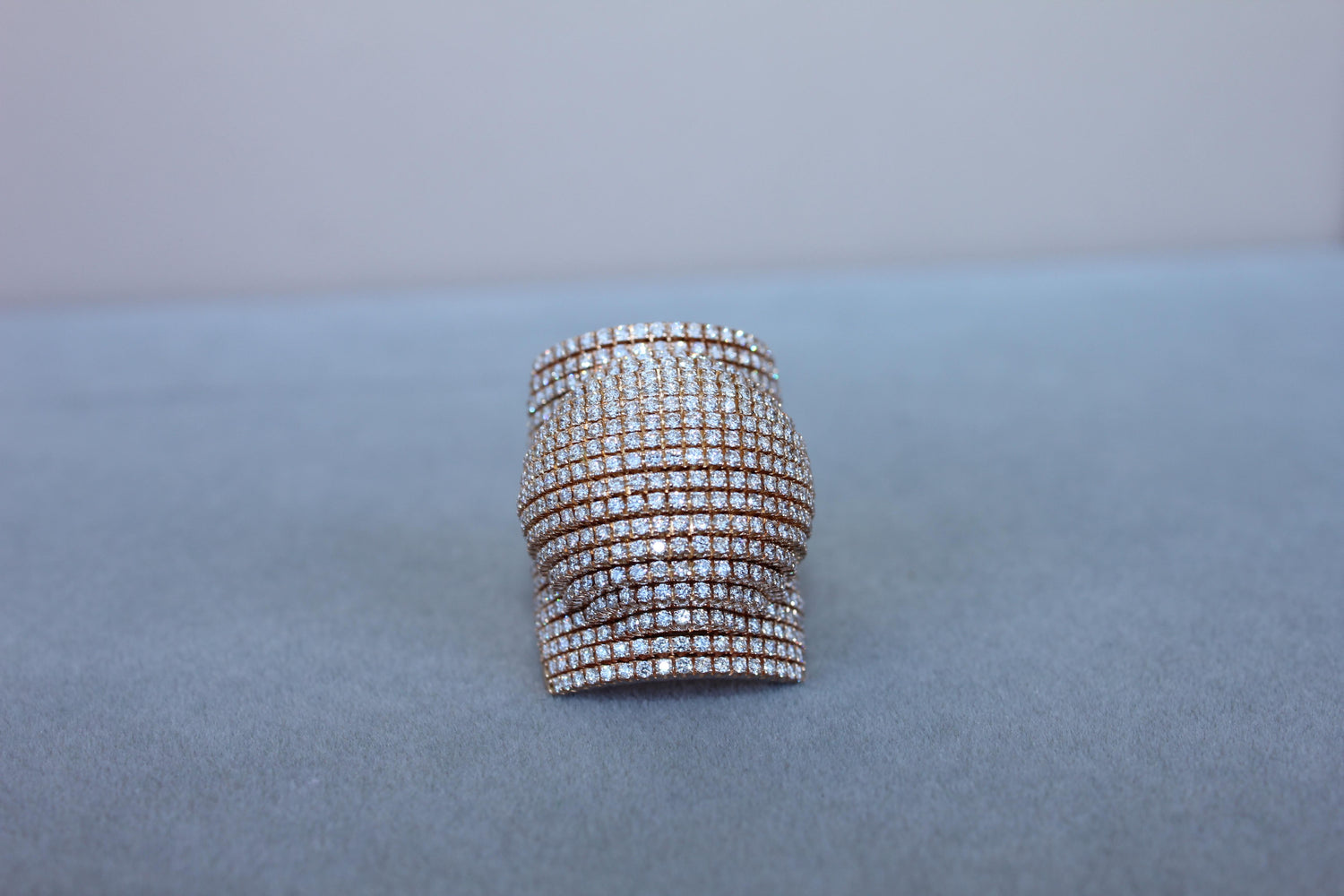 Palmiero Unique White Diamond Brilliant Pave 18 Karat Rose Gold Unique Dome Ring