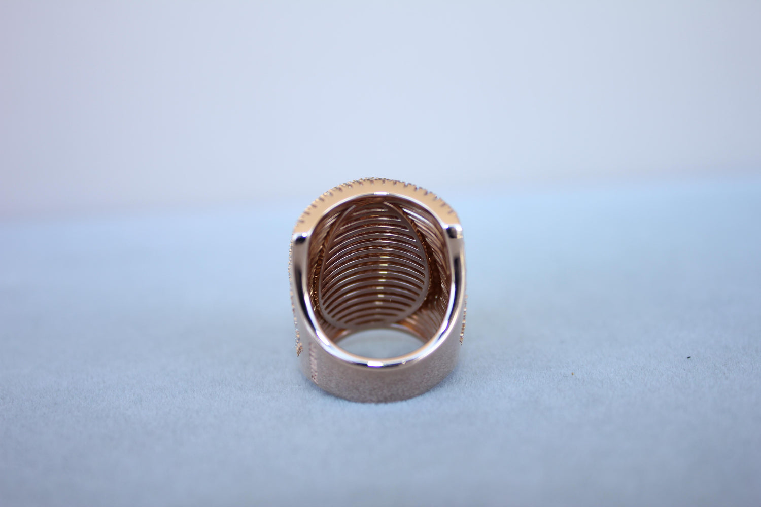 Palmiero Unique White Diamond Brilliant Pave 18 Karat Rose Gold Unique Dome Ring