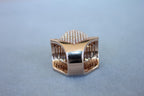 Palmiero Unique White Diamond Brilliant Pave 18 Karat Rose Gold Unique Dome Ring
